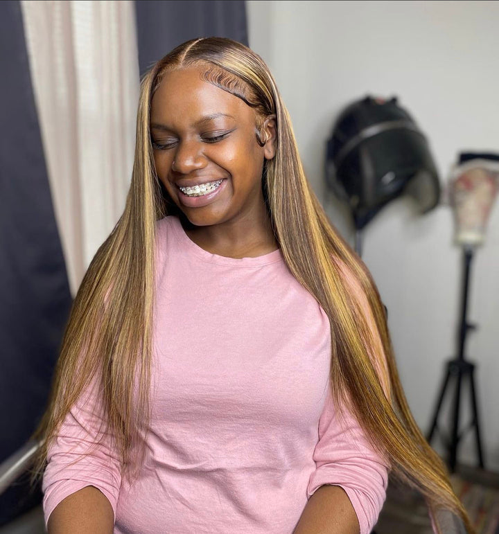 Brown Wig With Blonde Highlights | Highlight Wig | FlashyBeautyPalace